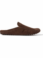 Tod's - Shearling-Lined Suede Slippers - Brown