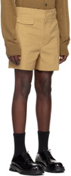 Recto Beige Pin Tuck Shorts
