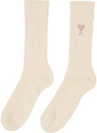 AMI Paris Off-White Ami de Cœur Socks