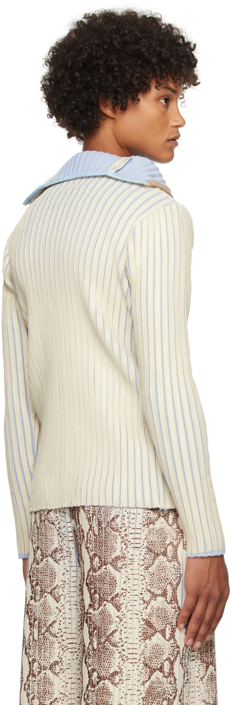 Stanley Raffington SSENSE Exclusive Off-White & Blue Sweater