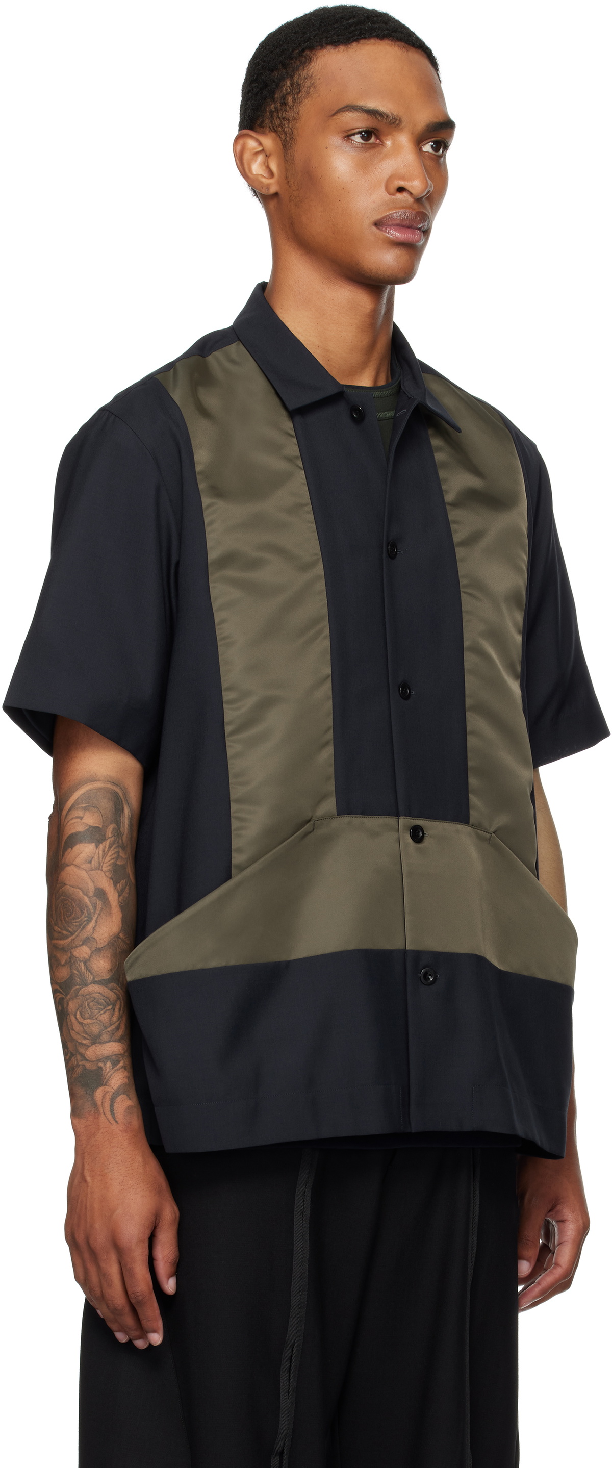 sacai Khaki & Navy Suiting Shirt Sacai