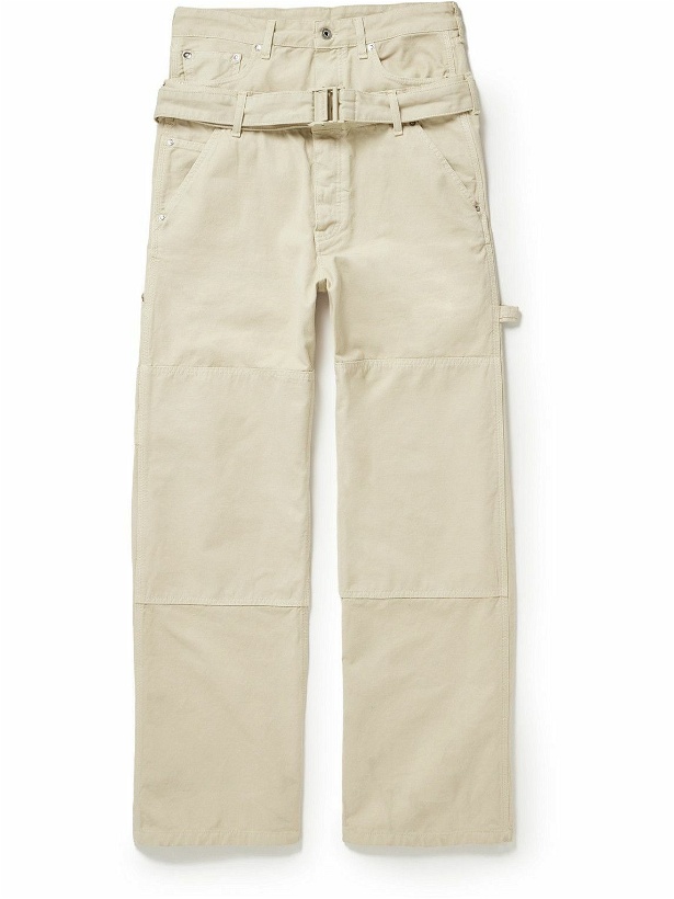 Photo: Off-White - Wave Off Straight-Leg Cotton-Canvas Trousers - Neutrals