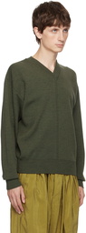 LEMAIRE Green V-Neck Sweater