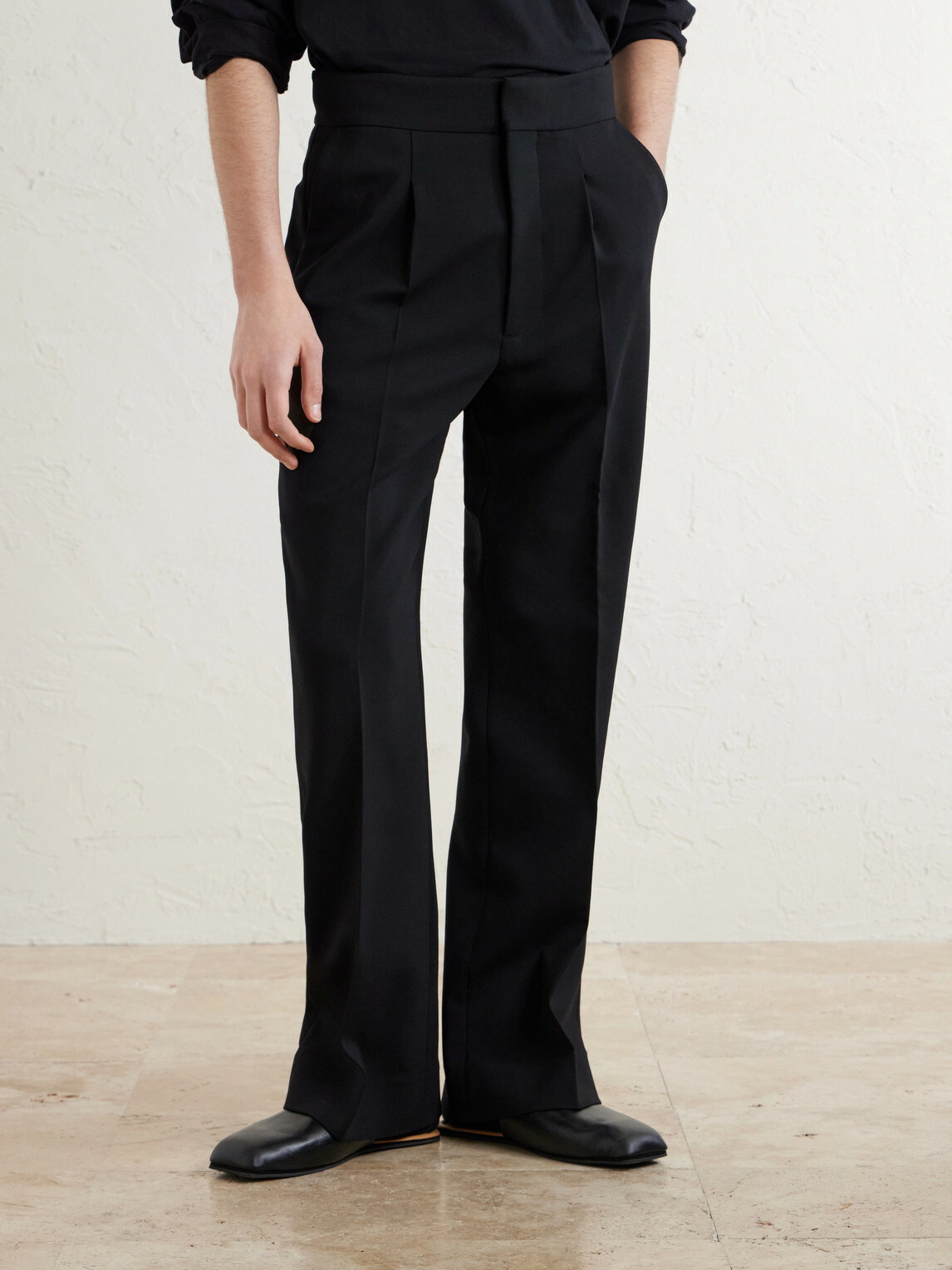 Fear of God - Flared Pleated Wool-Blend Trousres - Black
