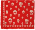 Alexander McQueen Red Skull Scarf