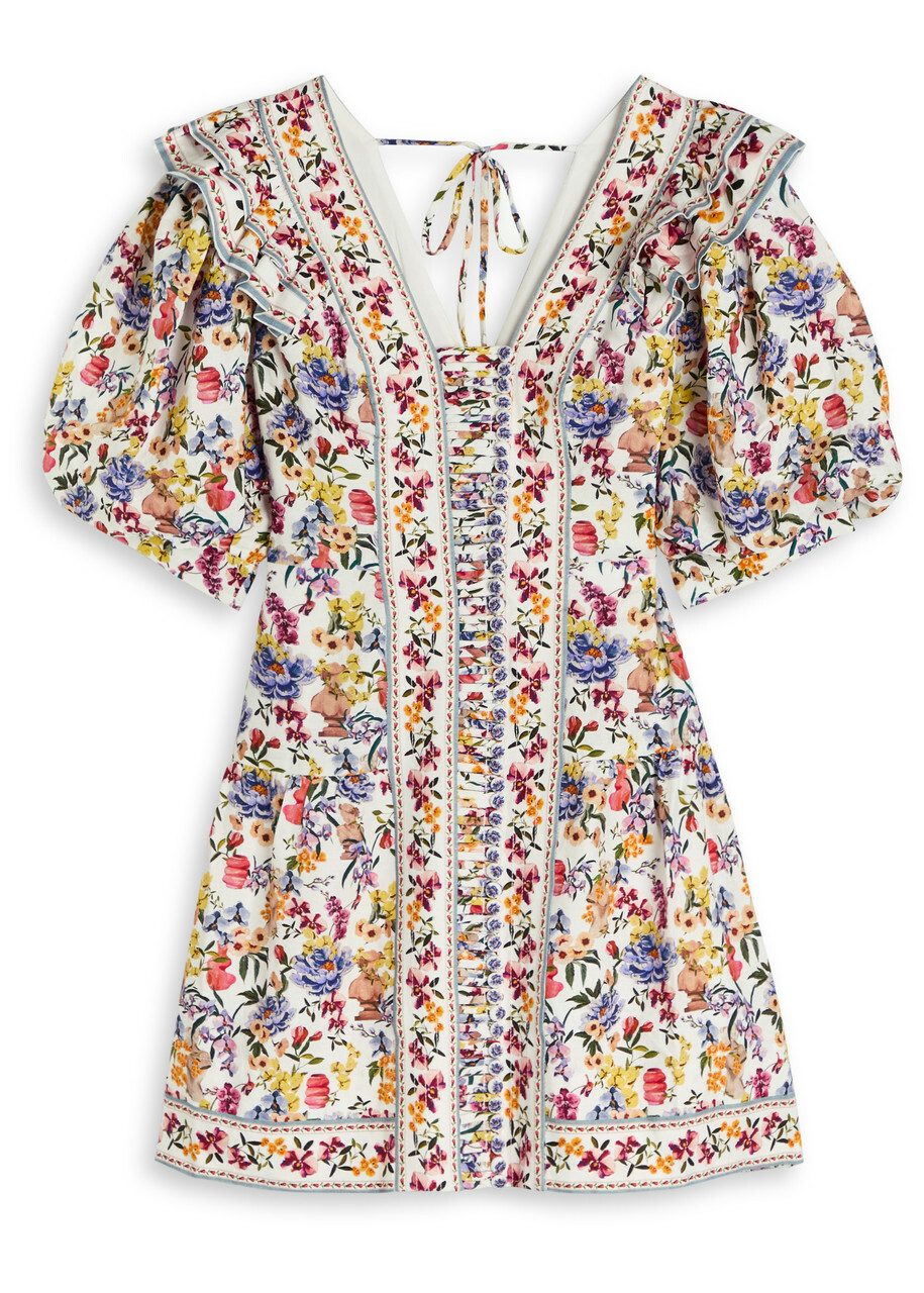 Farm Rio Pastel Orange Linen Dress Farm Rio