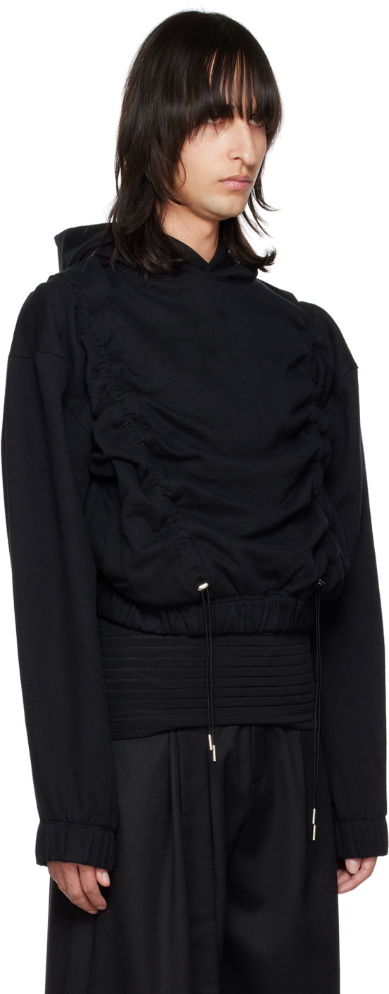 Parnell Mooney SSENSE Exclusive Black Drawstring Hoodie