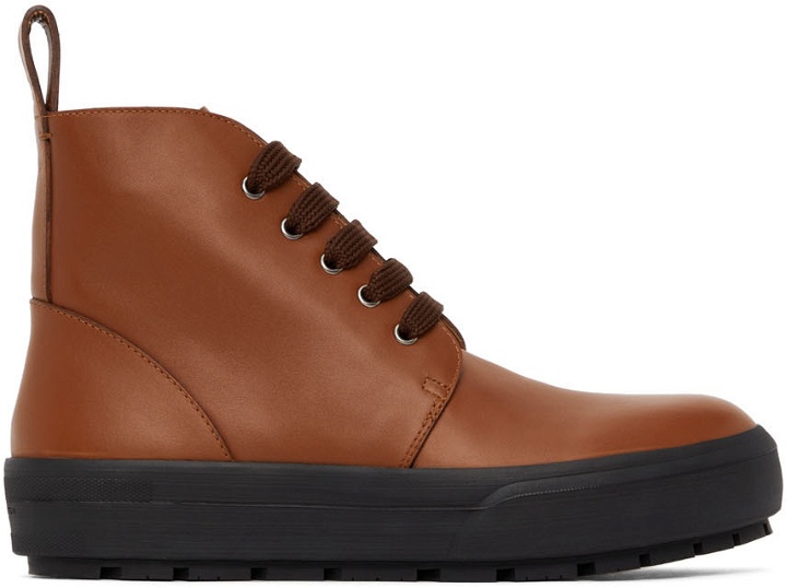 Photo: Dries Van Noten Tan Leather Lace-Up Boots