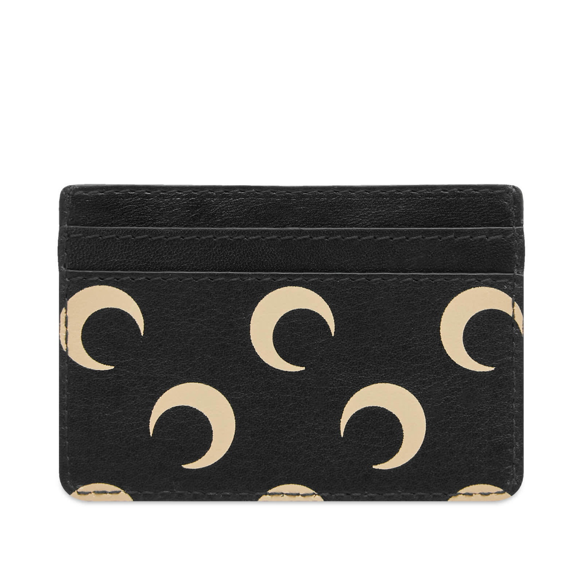 Marine Serre Women's Moon Screenprint Leather Card Holder in Tan 