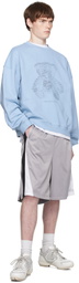 We11done Blue Coding Teddy Sweatshirt