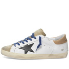 Golden Goose Men's Super-Star Suede Toe Leather Sneakers in Taupe/Black/White