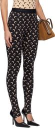 Marine Serre Black Recycled Moon Jersey Stirrup Leggings