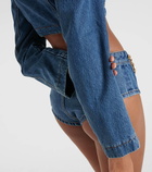 Area Embellished cropped denim jacket