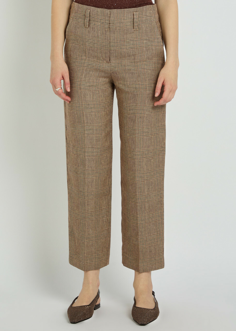 Brunello Cucinelli Houndstooth Straight-leg Trousers Beige