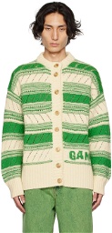 GANNI Off-White Striped Cardigan