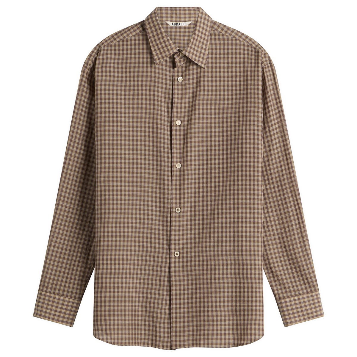 Auralee Women's Airy Light Cotton Check Shirt in Brown Gingham Check