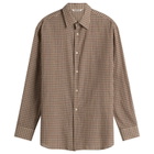 Auralee Women's Airy Light Cotton Check Shirt in Brown Gingham Check