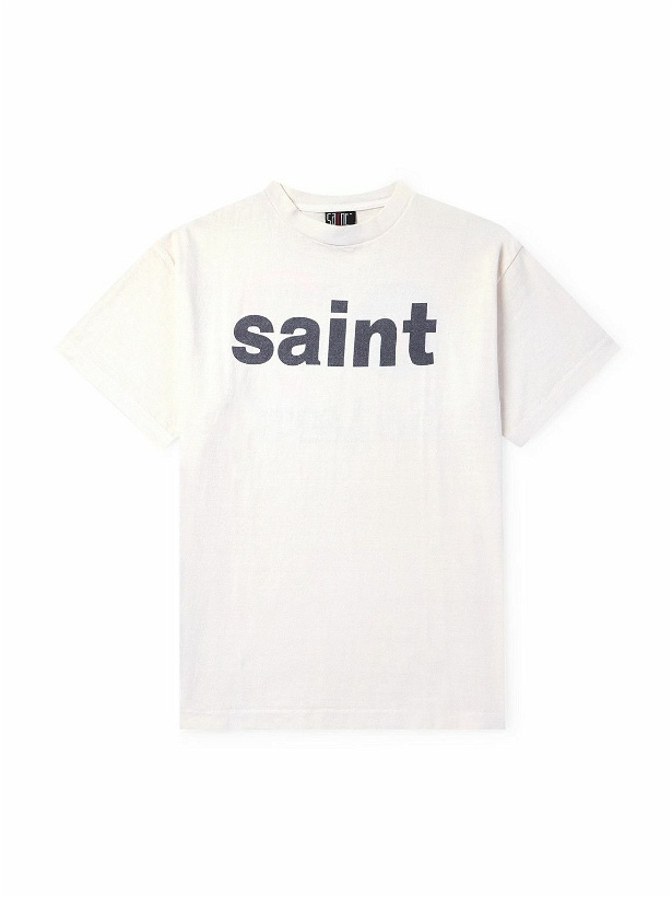 Photo: SAINT Mxxxxxx - Sin Sayteens Logo-Print Cotton-Jersey T-Shirt - White