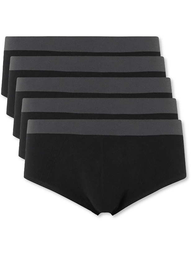 Photo: Hamilton And Hare - Five-Pack Seamless Stretch-Cotton Briefs - Black