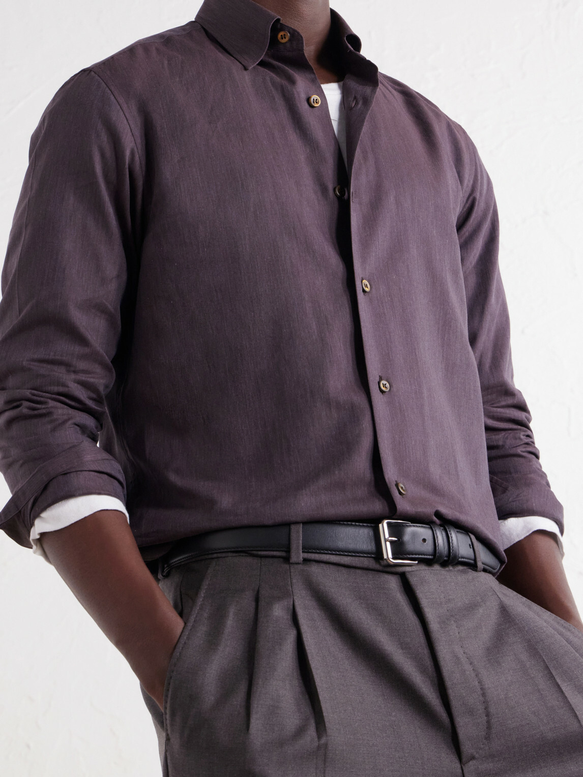 Brioni - Woven Cotton Shirt - Purple