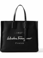 Salvatore Ferragamo - Leather-Trimmed Logo-Print Cotton and Linen-Blend Canvas Tote Bag