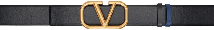 Photo: Valentino Garavani Black & Blue VLogo Signature Reversible Belt