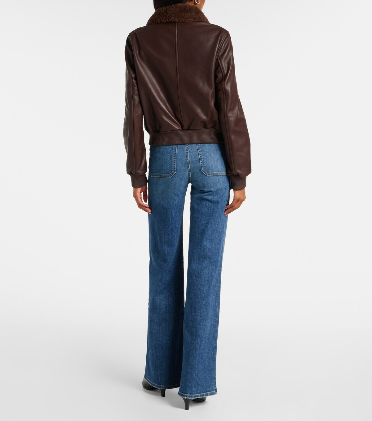 Nili Lotan Shearling-trimmed leather jacket