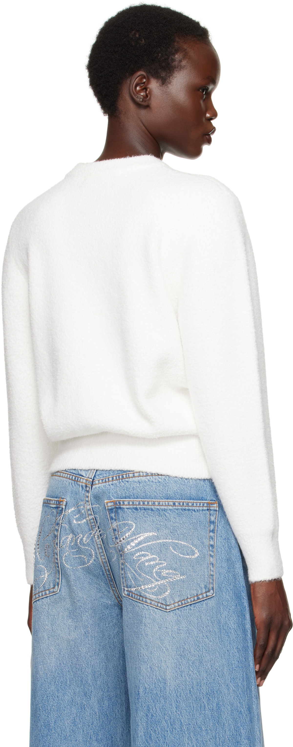 alexanderwang.t White Relaxed Embroidered Logo Sweater