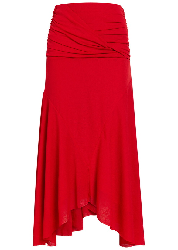 Photo: Ganni Draped Asymmetric Jersey Midi Skirt Red