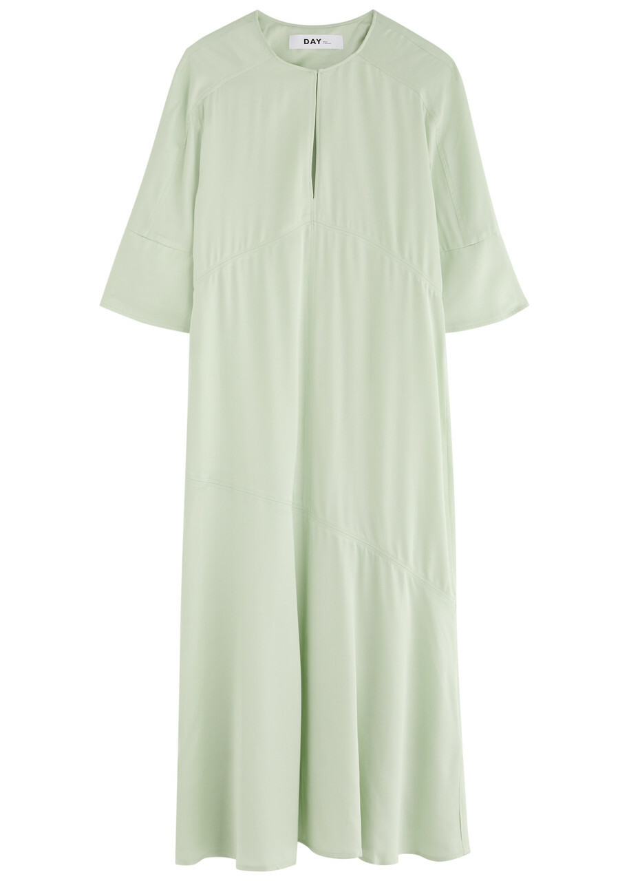 Day Birger ET Mikkelsen Camilla Satin Midi Dress Light Green Day Birger Et  Mikkelsen