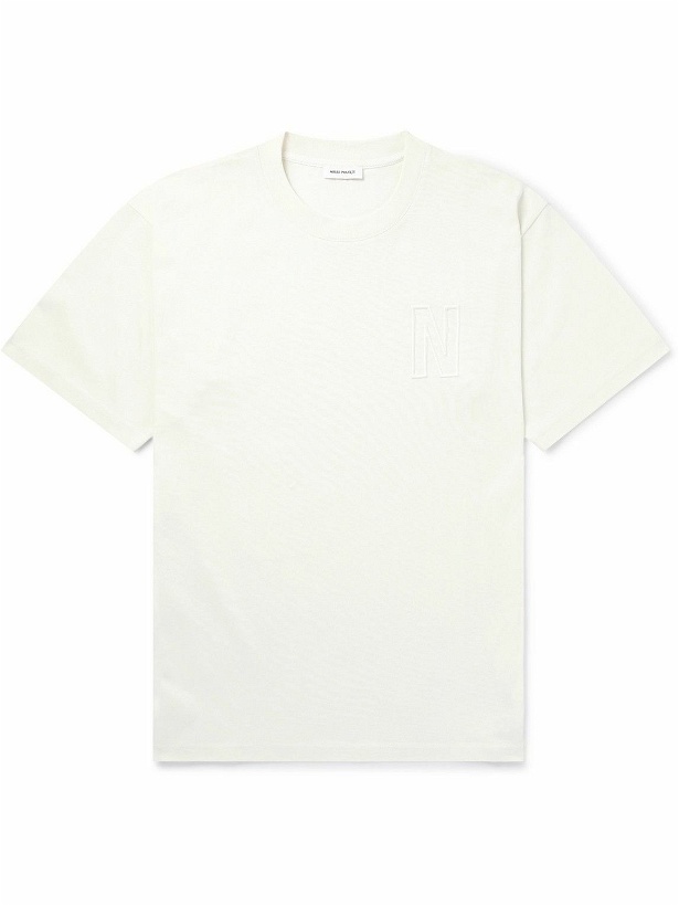 Photo: Norse Projects - Simon Logo-Embroidered Organic Cotton-Jersey T-Shirt - White