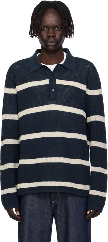 Photo: Calvin Klein Navy Long Sleeve Stripe Polo