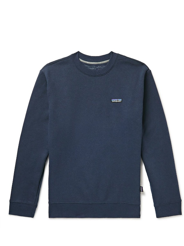 Photo: Patagonia - P-6 Logo-Appliquéd Jersey Sweatshirt - Blue