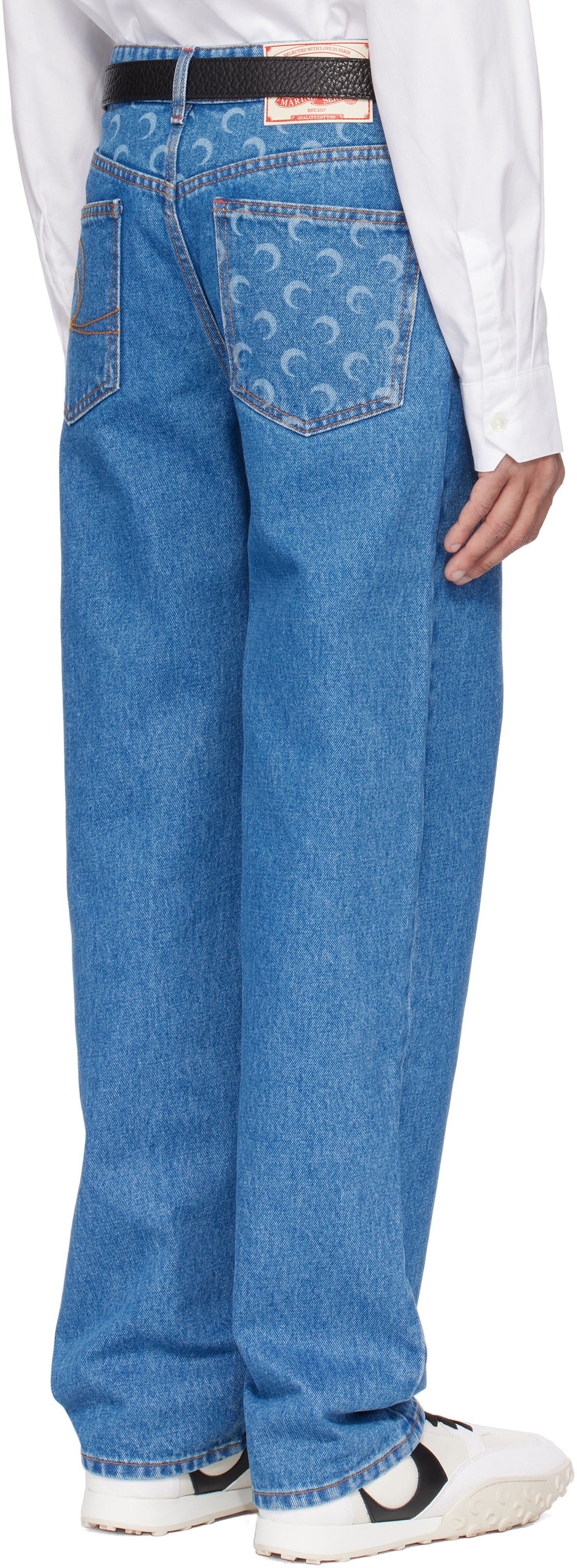 Marine Serre Blue Moon Laser Denim Loose Jeans