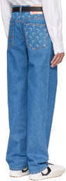 Marine Serre Blue Moon Laser Denim Loose Jeans