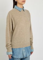 Acne Studios Layered Denim Shirt Wool Jumper Beige