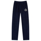 Sporty & Rich Women's NY Crest Velour Track Pants in Navy Cream
