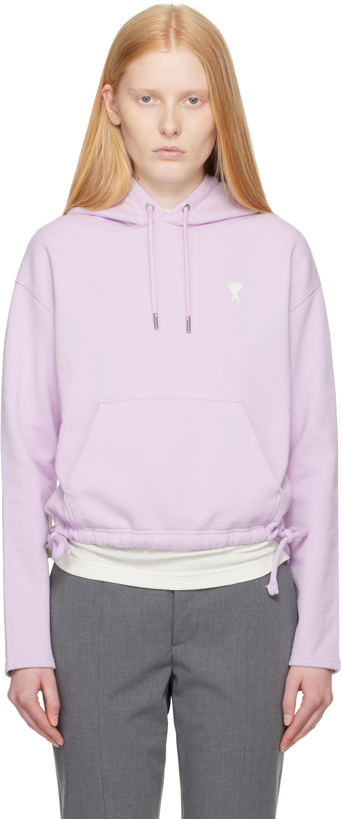 人気★【AMI PARIS】★de Coeur Tone-On-Tone Hoodi.e Off White AMI Paris SSENSE Exclusive Off-White Ami De Coeur Hoodie AMI