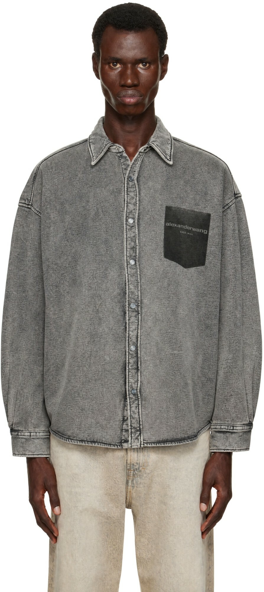 Alexander Wang Navy Oversized Workwear Shirt Alexander Wang