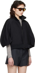 sacai Black Matelasse Twill Bomber Jacket