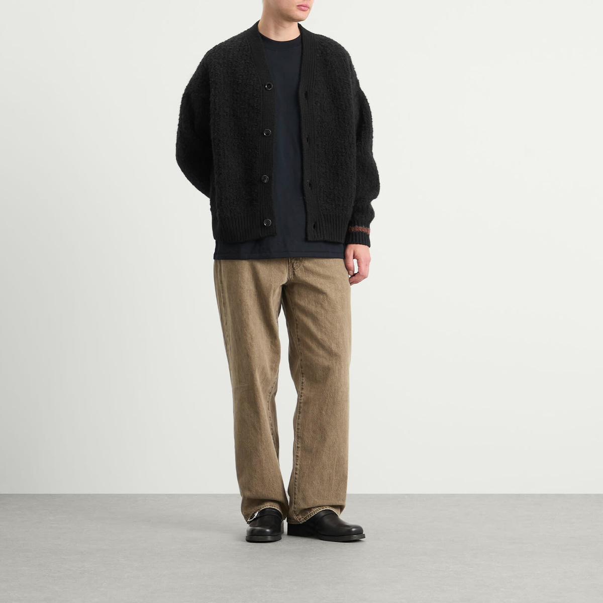 A Kind of Guise Men's Khuder Knit Cardigan in Black Boucle