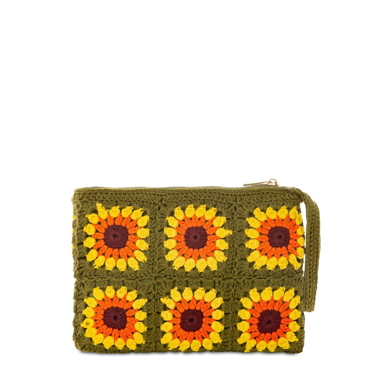 MC2 Saint Barth Parisienne Crochet Pouch Bag With Sunflower Embroidery