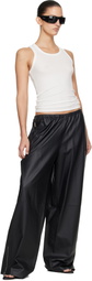 Alexander Wang Black Paper Leather Mid-Rise Track Pants