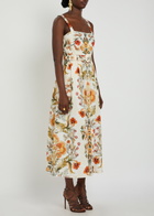 Borgo DE Nor Petra Floral-print Linen and Cotton-blend Midi Dress Cream