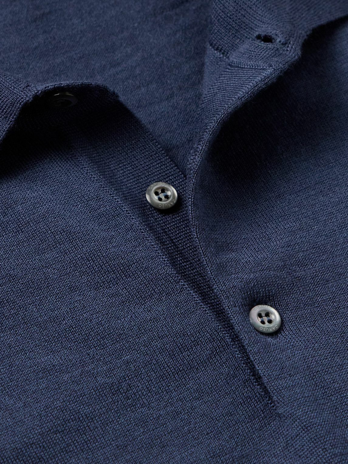 Caruso - Wool, Silk and Cashmere-Blend Polo Shirt - Blue
