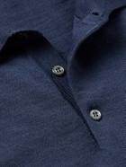 Caruso - Wool, Silk and Cashmere-Blend Polo Shirt - Blue