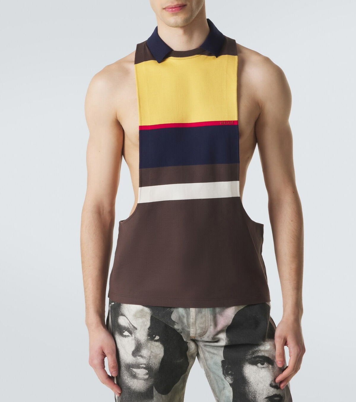 Versace Striped cotton tank top