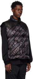 mastermind WORLD Black Rocky Mountain Featherbed Co. Edition Leather Down Vest