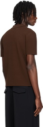 RECTO Brown Compact Knit Classic Polo