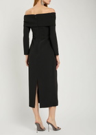 Solace London Yuni Off-the-shoulder Crepe Midi Dress Black